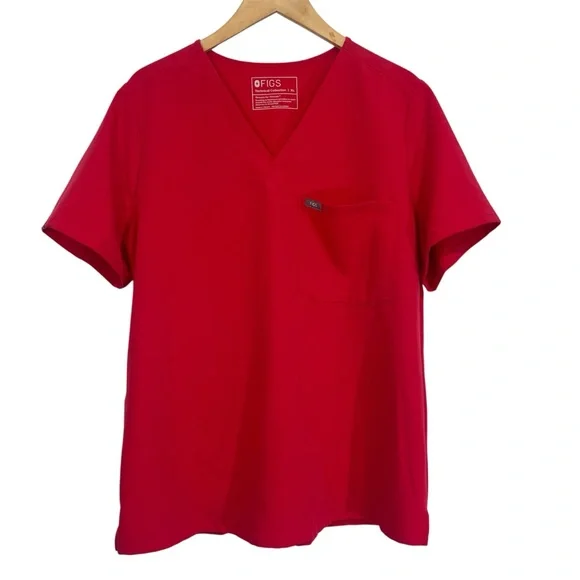 FIGS Red Scrub Set Catarina Top and Straight Leg Pants XL/XL Tall Womens - Picture 3 of 15
